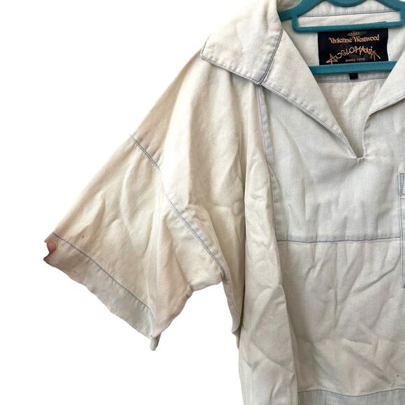 VIVIENNE WESTWOOD ANGLOMANIA Distressed Oversized Denim Top Large - Picture 5 of 7